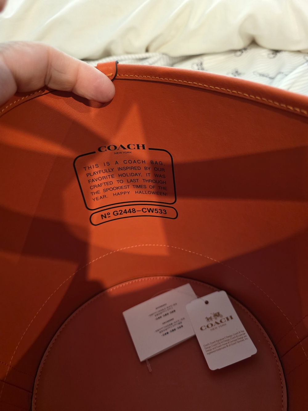 Coach Orange Jack-O'-Lantern Glitter Face Bucket Bag - Picture 3 of 3